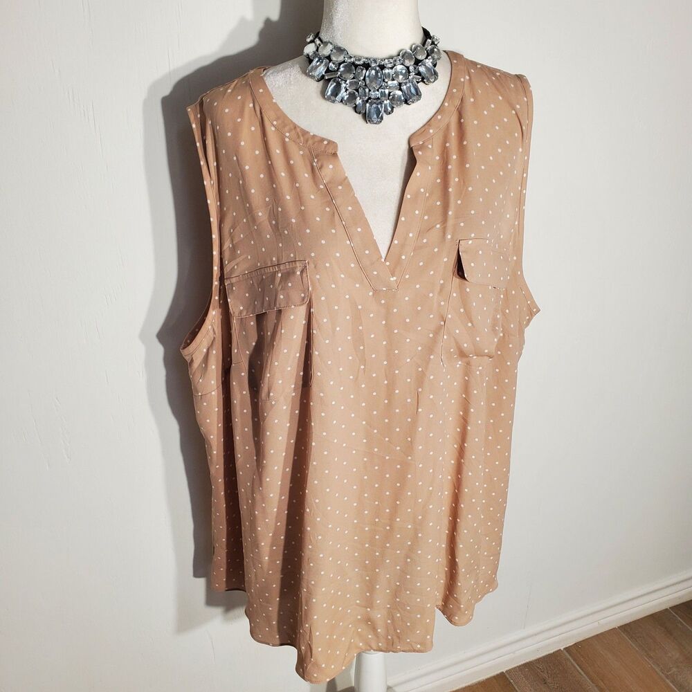 WORTHINGTON BLOUSE BROWN SLEEVELESS POLYESTER SIZE 3X